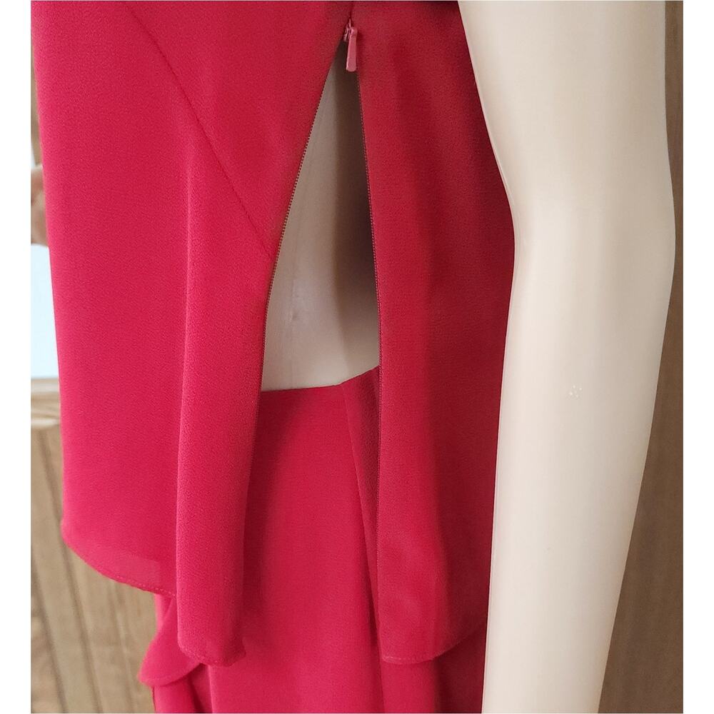 Cynthia Howie VTG Ruffeld Flutter Short Sleeve Red Dress Side Zip Womens Size 4 - Picture 9 of 16